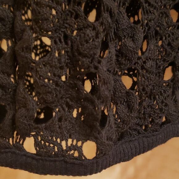 Soma sz L hooded hoodie black lace cover up shirt 3/4 sleeve cinch waist… - Picture 7 of 16